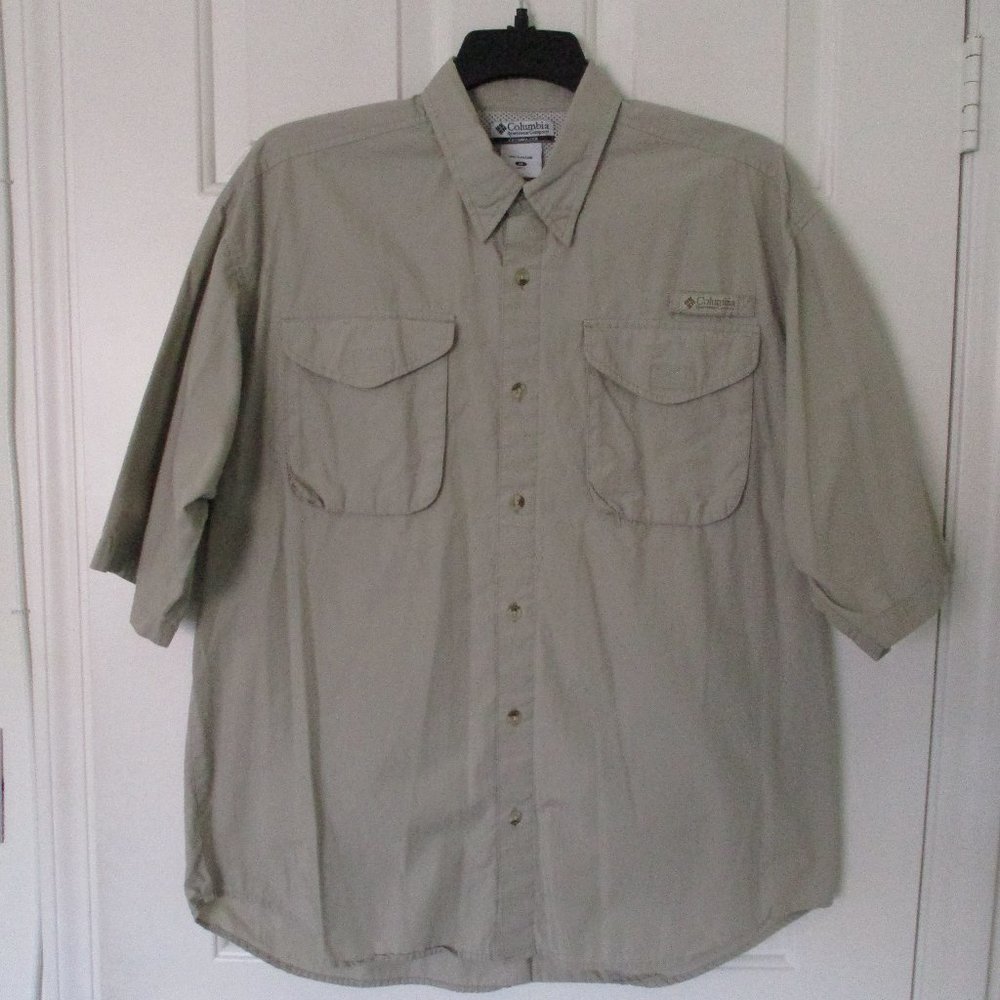 Columbia Mens S/S Tan Cotton Active Fishing Shirt - Size M-L*
